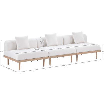 Laguna 106.5" Cream Water Resistant Fabric 3pc. Outdoor Modular Sofa