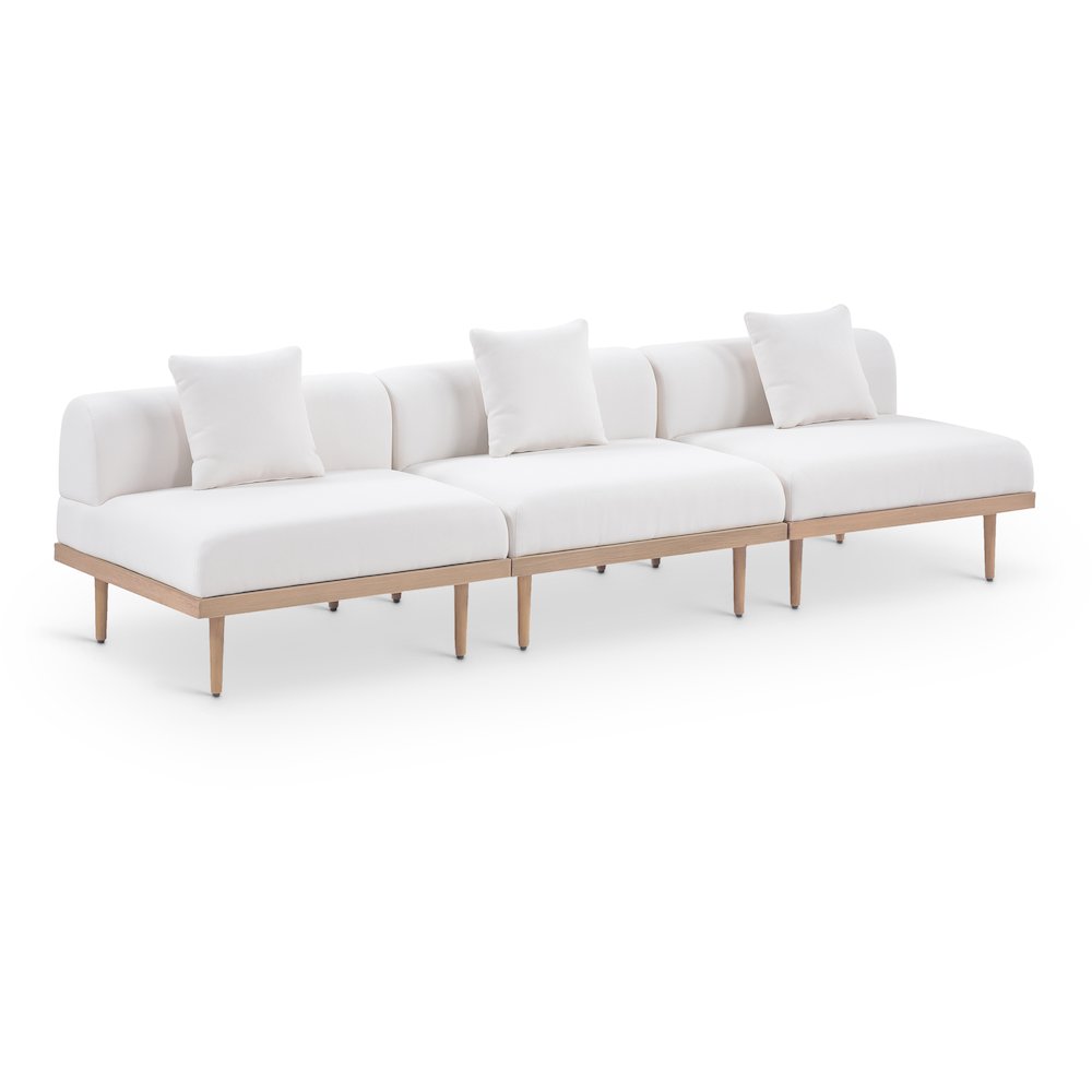 Laguna 106.5" Cream Water Resistant Fabric 3pc. Outdoor Modular Sofa
