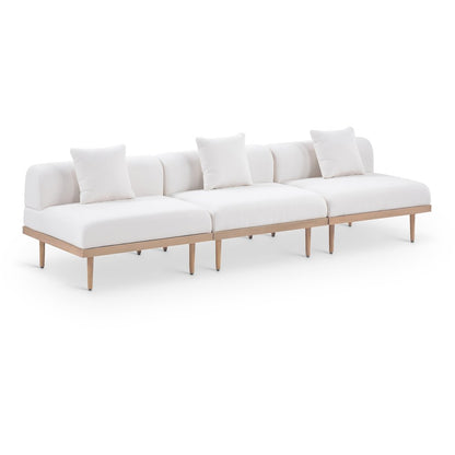 Laguna 106.5" Cream Water Resistant Fabric 3pc. Outdoor Modular Sofa
