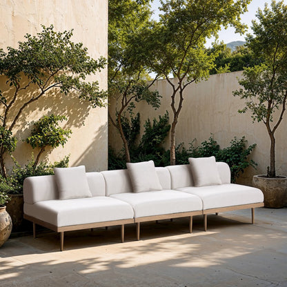 Laguna 106.5" Cream Water Resistant Fabric 3pc. Outdoor Modular Sofa