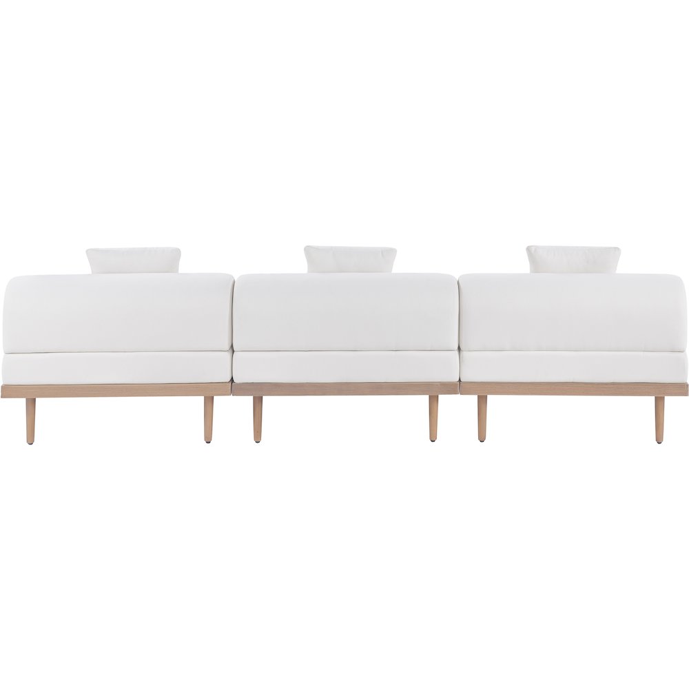 Laguna 106.5" Cream Water Resistant Fabric 3pc. Outdoor Modular Sofa