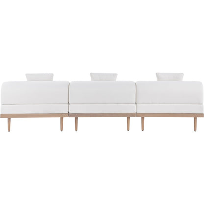 Laguna 106.5" Cream Water Resistant Fabric 3pc. Outdoor Modular Sofa