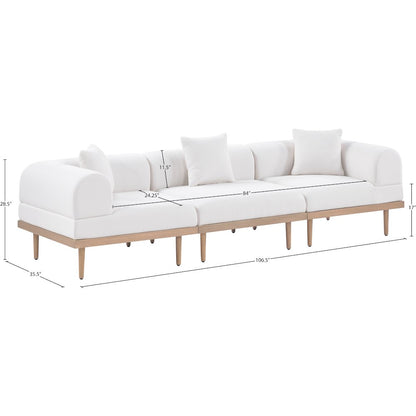 Laguna 106.5" Cream Water Resistant Fabric 3pc. Outdoor Modular Sofa