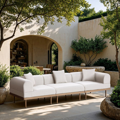 Laguna 106.5" Cream Water Resistant Fabric 3pc. Outdoor Modular Sofa