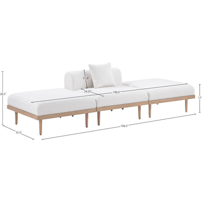Laguna 106.5" Cream Water Resistant Fabric 3pc. Outdoor Modular Sofa
