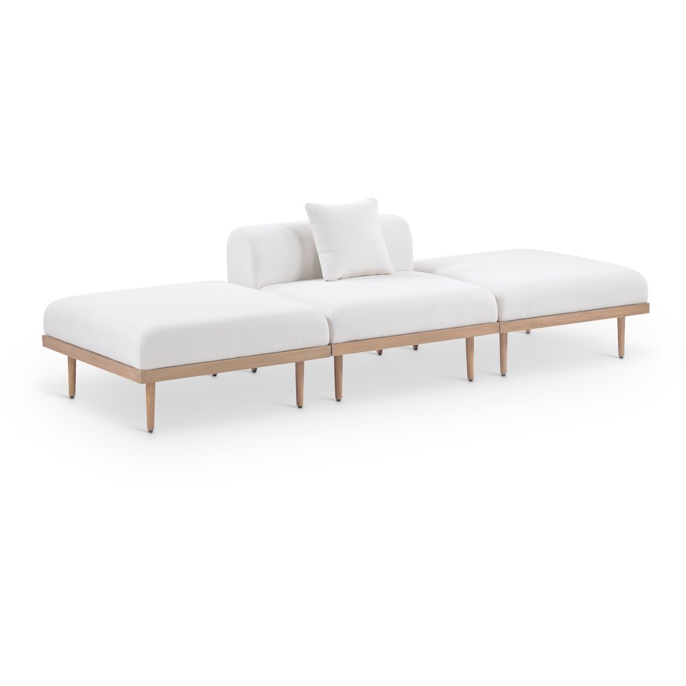 Laguna 106.5" Cream Water Resistant Fabric 3pc. Outdoor Modular Sofa