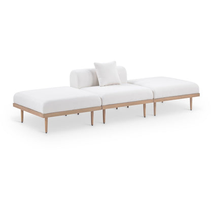 Laguna 106.5" Cream Water Resistant Fabric 3pc. Outdoor Modular Sofa
