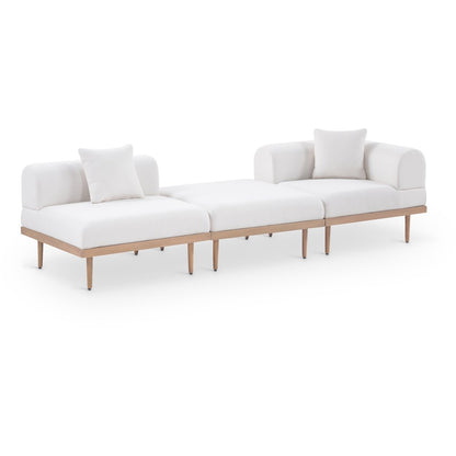 Laguna 106.5" Cream Water Resistant Fabric 3pc. Outdoor Modular Sofa
