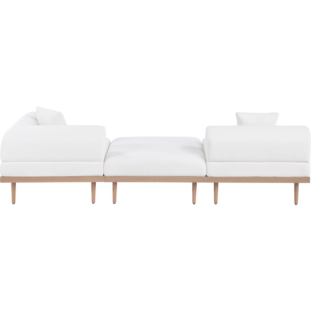 Laguna 106.5" Cream Water Resistant Fabric 3pc. Outdoor Modular Sofa