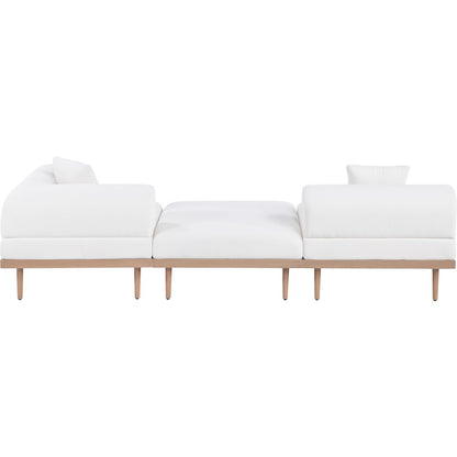 Laguna 106.5" Cream Water Resistant Fabric 3pc. Outdoor Modular Sofa