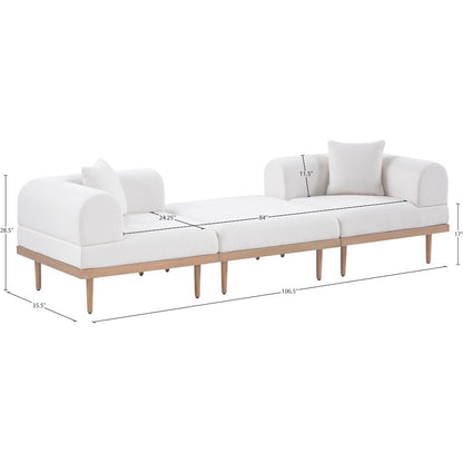Laguna 106.5" Cream Water Resistant Fabric 3pc. Outdoor Modular Sofa