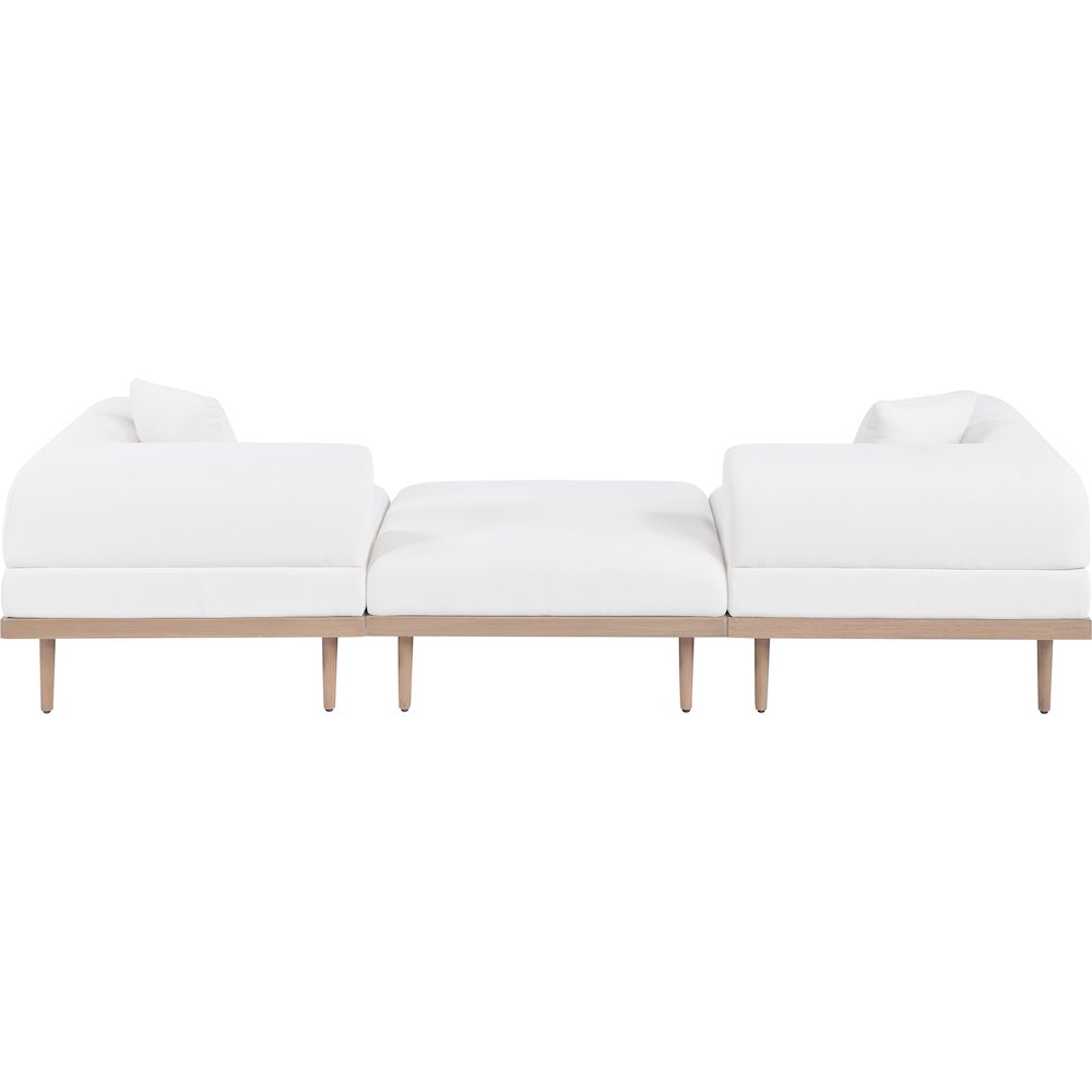 Laguna 106.5" Cream Water Resistant Fabric 3pc. Outdoor Modular Sofa