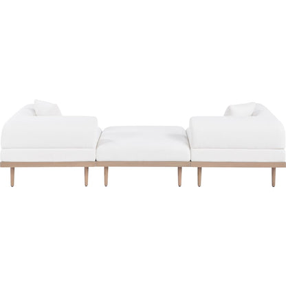 Laguna 106.5" Cream Water Resistant Fabric 3pc. Outdoor Modular Sofa