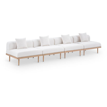 Laguna 142" Cream Water Resistant Fabric 4pc. Outdoor Modular Sofa