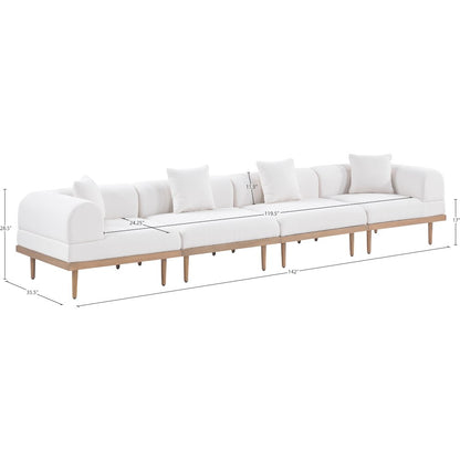 Laguna 142" Cream Water Resistant Fabric 4pc. Outdoor Modular Sofa