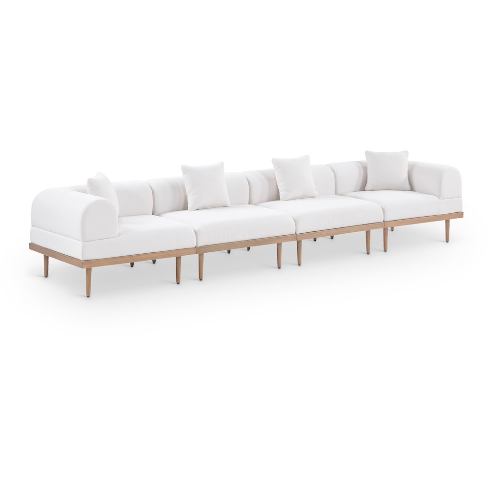 Laguna 142" Cream Water Resistant Fabric 4pc. Outdoor Modular Sofa
