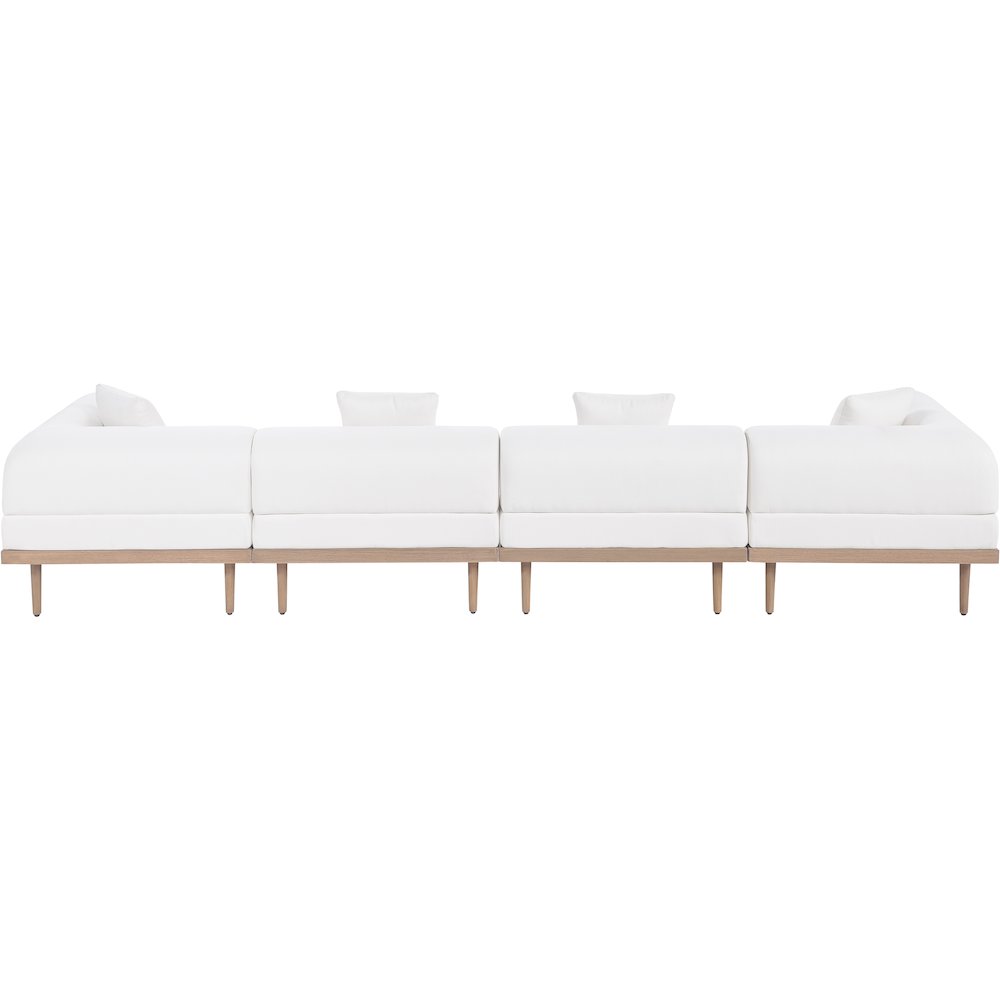 Laguna 142" Cream Water Resistant Fabric 4pc. Outdoor Modular Sofa