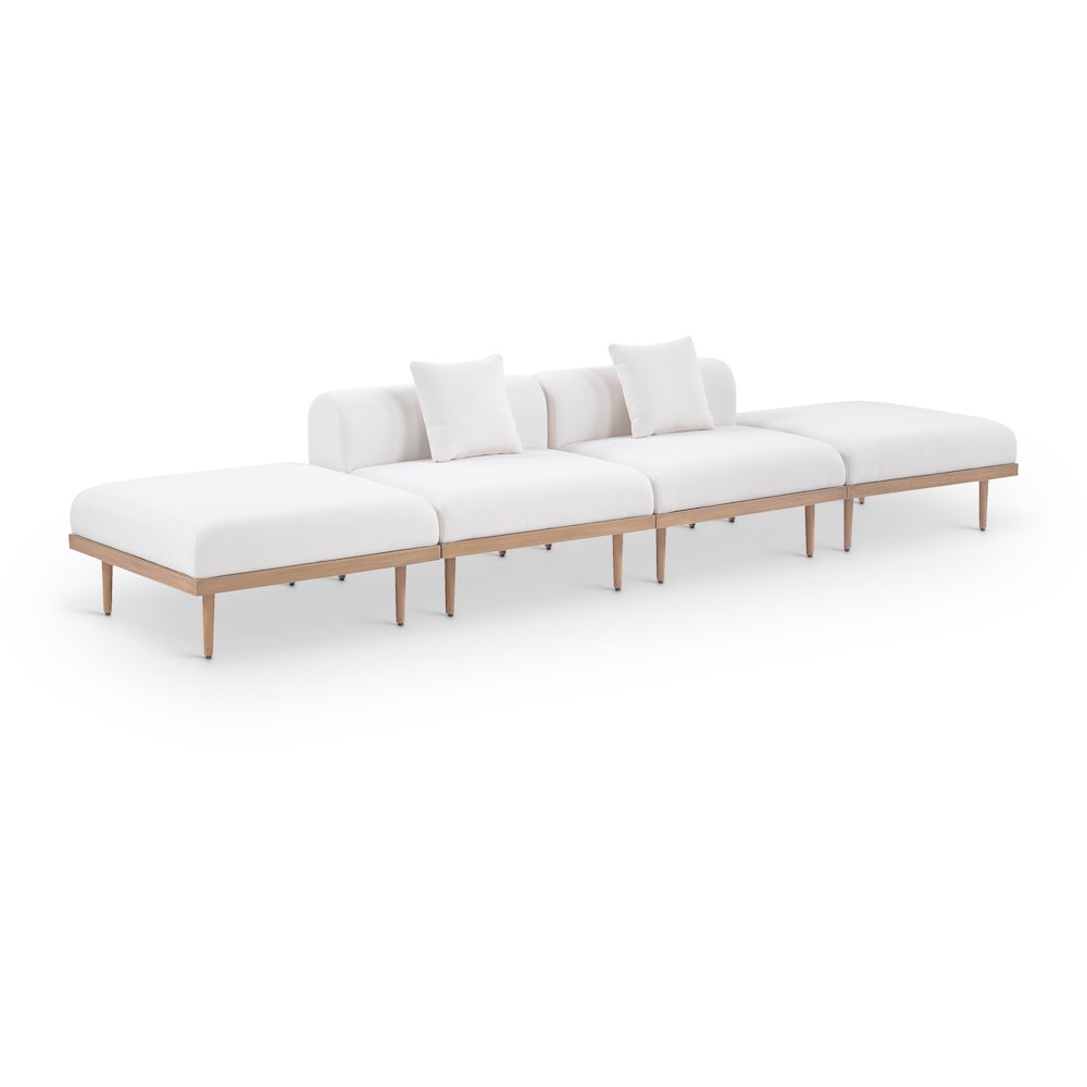 Laguna 142" Cream Water Resistant Fabric 4pc. Outdoor Modular Sofa