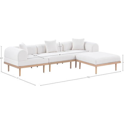 Laguna 106.5" Cream Water Resistant Fabric 4pc. Outdoor Modular Sectional
