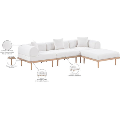 Laguna 106.5" Cream Water Resistant Fabric 4pc. Outdoor Modular Sectional