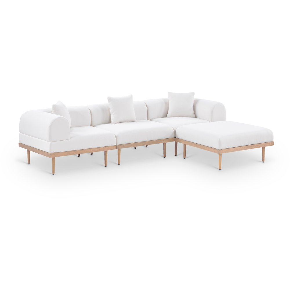 Laguna 106.5" Cream Water Resistant Fabric 4pc. Outdoor Modular Sectional