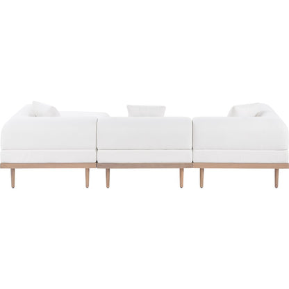 Laguna 106.5" Cream Water Resistant Fabric 4pc. Outdoor Modular Sectional