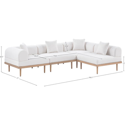 Laguna 106.5" Cream Water Resistant Fabric 4pc. Outdoor Modular Sectional