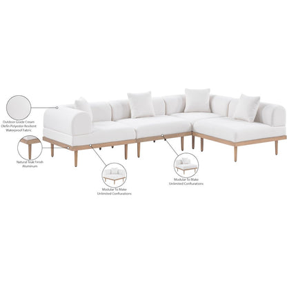 Laguna 106.5" Cream Water Resistant Fabric 4pc. Outdoor Modular Sectional