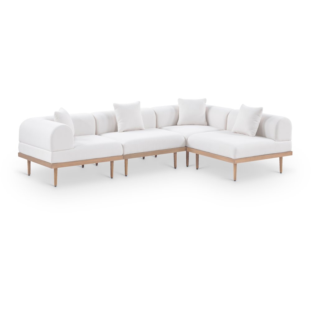 Laguna 106.5" Cream Water Resistant Fabric 4pc. Outdoor Modular Sectional