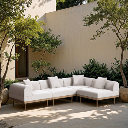 Laguna 106.5" Cream Water Resistant Fabric 4pc. Outdoor Modular Sectional