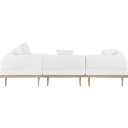 Laguna 106.5" Cream Water Resistant Fabric 4pc. Outdoor Modular Sectional