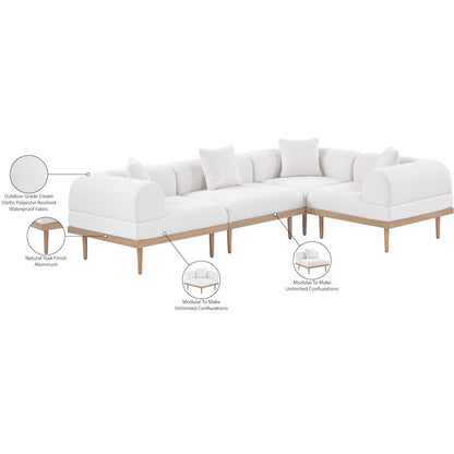 Laguna 106.5" Cream Water Resistant Fabric 4pc. Outdoor Modular Sectional