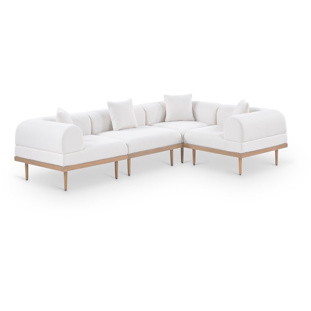 Laguna 106.5" Cream Water Resistant Fabric 4pc. Outdoor Modular Sectional