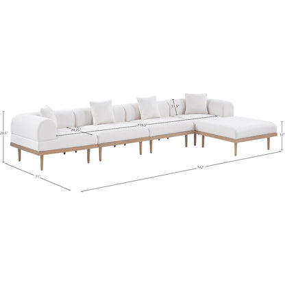 Laguna 142" Cream Water Resistant Fabric 5pc. Outdoor Modular Sectional