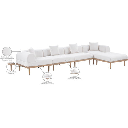 Laguna 142" Cream Water Resistant Fabric 5pc. Outdoor Modular Sectional