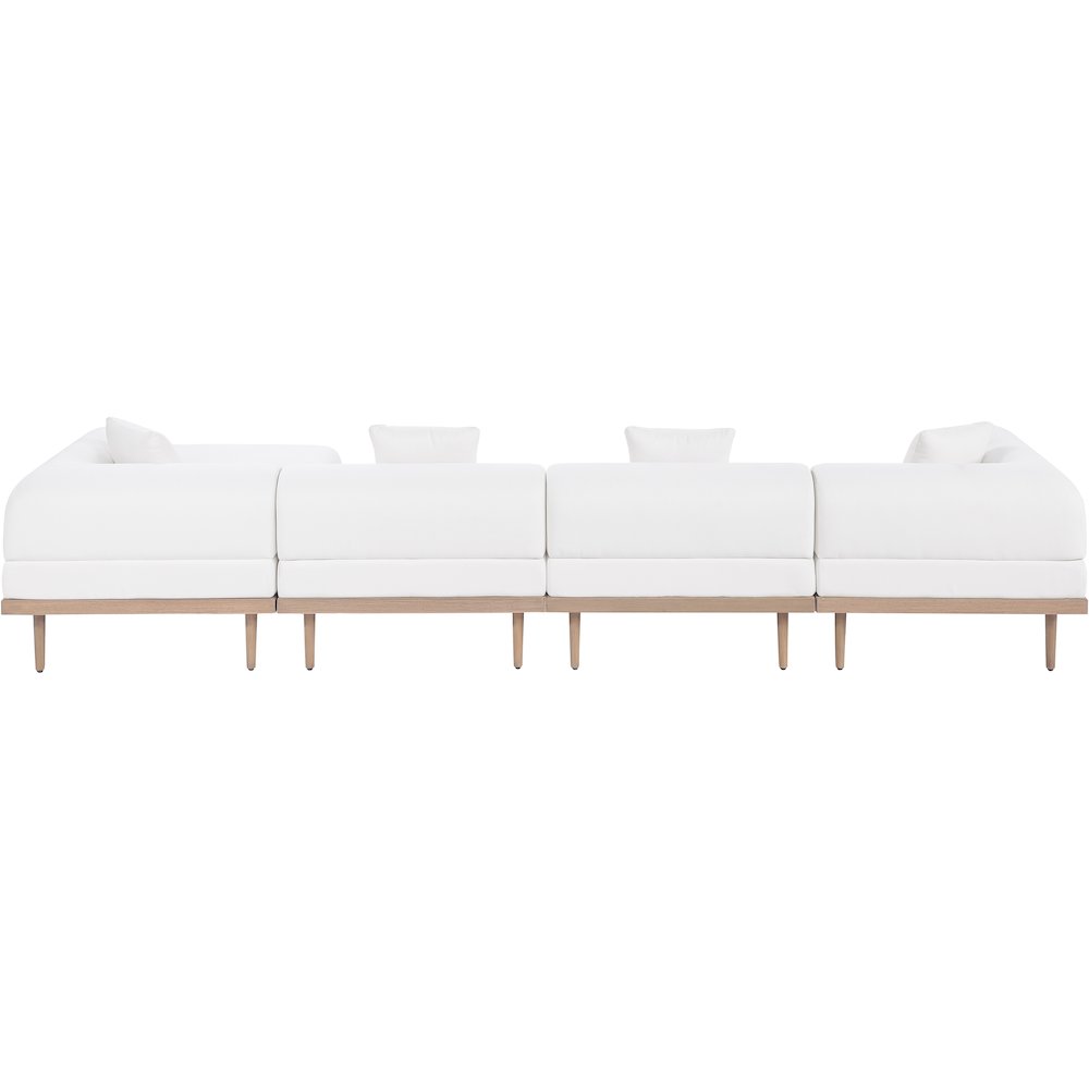 Laguna 142" Cream Water Resistant Fabric 5pc. Outdoor Modular Sectional