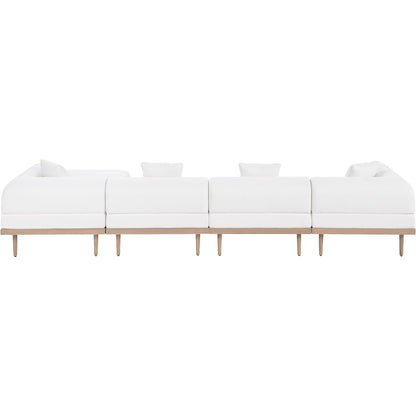 Laguna 142" Cream Water Resistant Fabric 5pc. Outdoor Modular Sectional