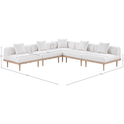 Laguna 106.5" Cream Water Resistant Fabric 5pc. Outdoor Modular Sectional
