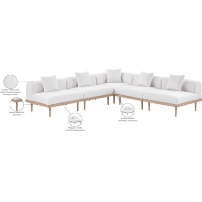 Laguna 106.5" Cream Water Resistant Fabric 5pc. Outdoor Modular Sectional