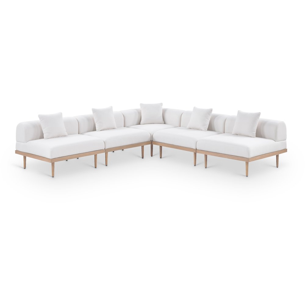 Laguna 106.5" Cream Water Resistant Fabric 5pc. Outdoor Modular Sectional