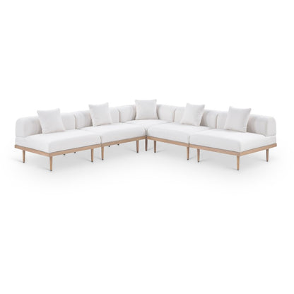 Laguna 106.5" Cream Water Resistant Fabric 5pc. Outdoor Modular Sectional