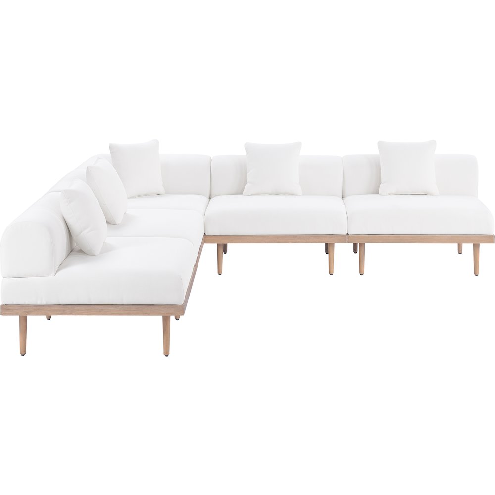 Laguna 106.5" Cream Water Resistant Fabric 5pc. Outdoor Modular Sectional