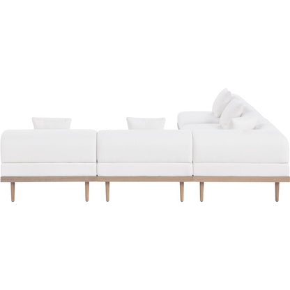 Laguna 106.5" Cream Water Resistant Fabric 5pc. Outdoor Modular Sectional