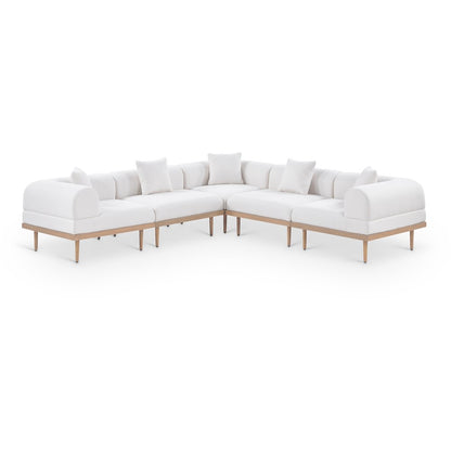Laguna 106.5" Cream Water Resistant Fabric 5pc. Outdoor Modular Sectional