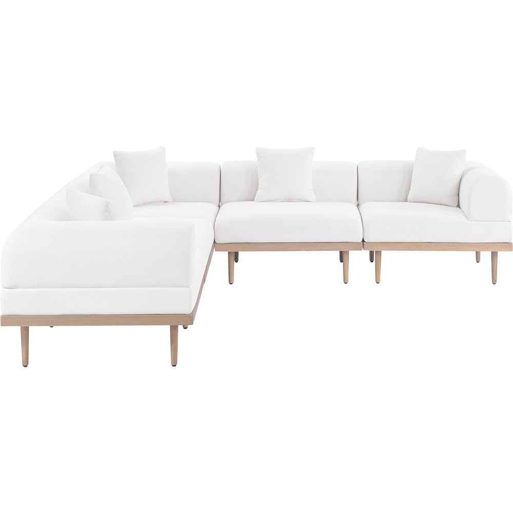 Laguna 106.5" Cream Water Resistant Fabric 5pc. Outdoor Modular Sectional