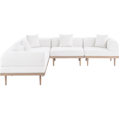 Laguna 106.5" Cream Water Resistant Fabric 5pc. Outdoor Modular Sectional