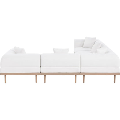 Laguna 106.5" Cream Water Resistant Fabric 5pc. Outdoor Modular Sectional