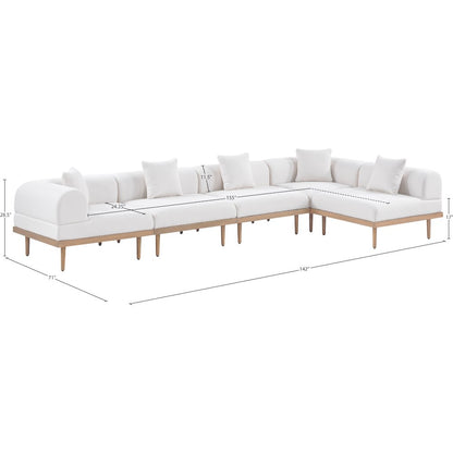 Laguna 142" Cream Water Resistant Fabric 5pc. Outdoor Modular Sectional