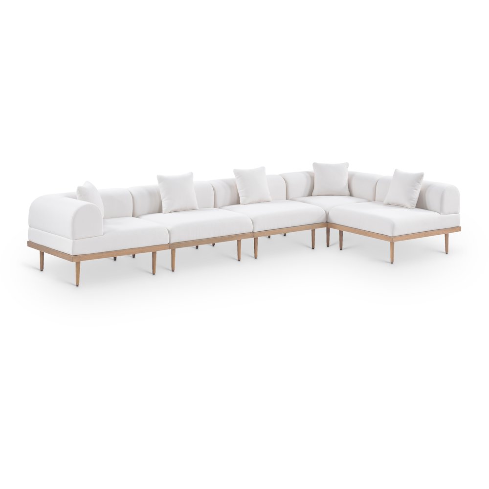 Laguna 142" Cream Water Resistant Fabric 5pc. Outdoor Modular Sectional