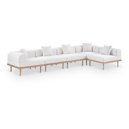 Laguna 142" Cream Water Resistant Fabric 5pc. Outdoor Modular Sectional